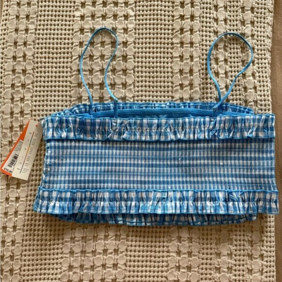 NEW Colsie Blue and White Plaid Bralette Top Size XL - Picture 4 of 6